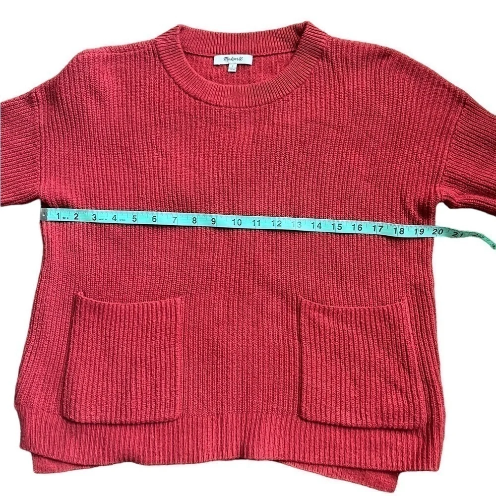 Madewell Chunky Knit Rust/Orange/Red Crew Neck Sweater, Size small. - Picture 7 of 10